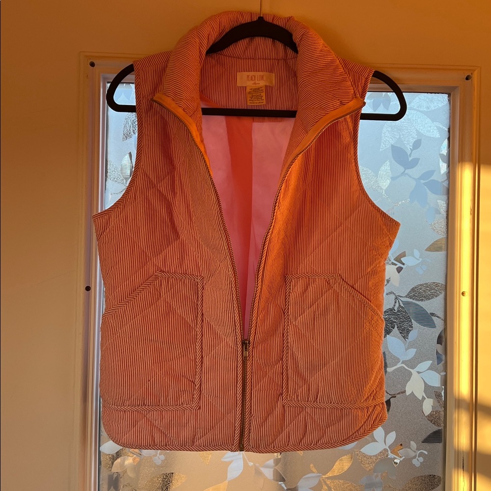 Peach Love California Seersucker Vest Women's Size Small